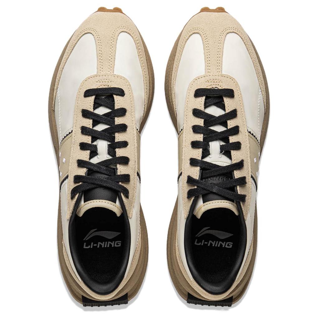 Li Ning Lightweight Comfortable Non-Slip Increased Height Low-Top Casual Shoes Unisex Sneaker Off-White AZGV073-5