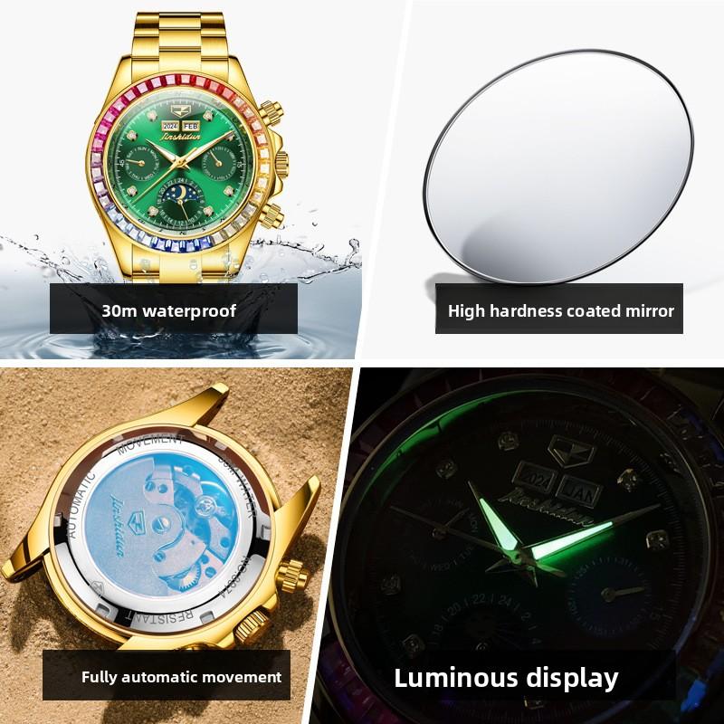 JINSHIDUN Watches Are Simple, Business-friendly, Waterproof, Luminous, Multi-functional Mechanical Watches for Men