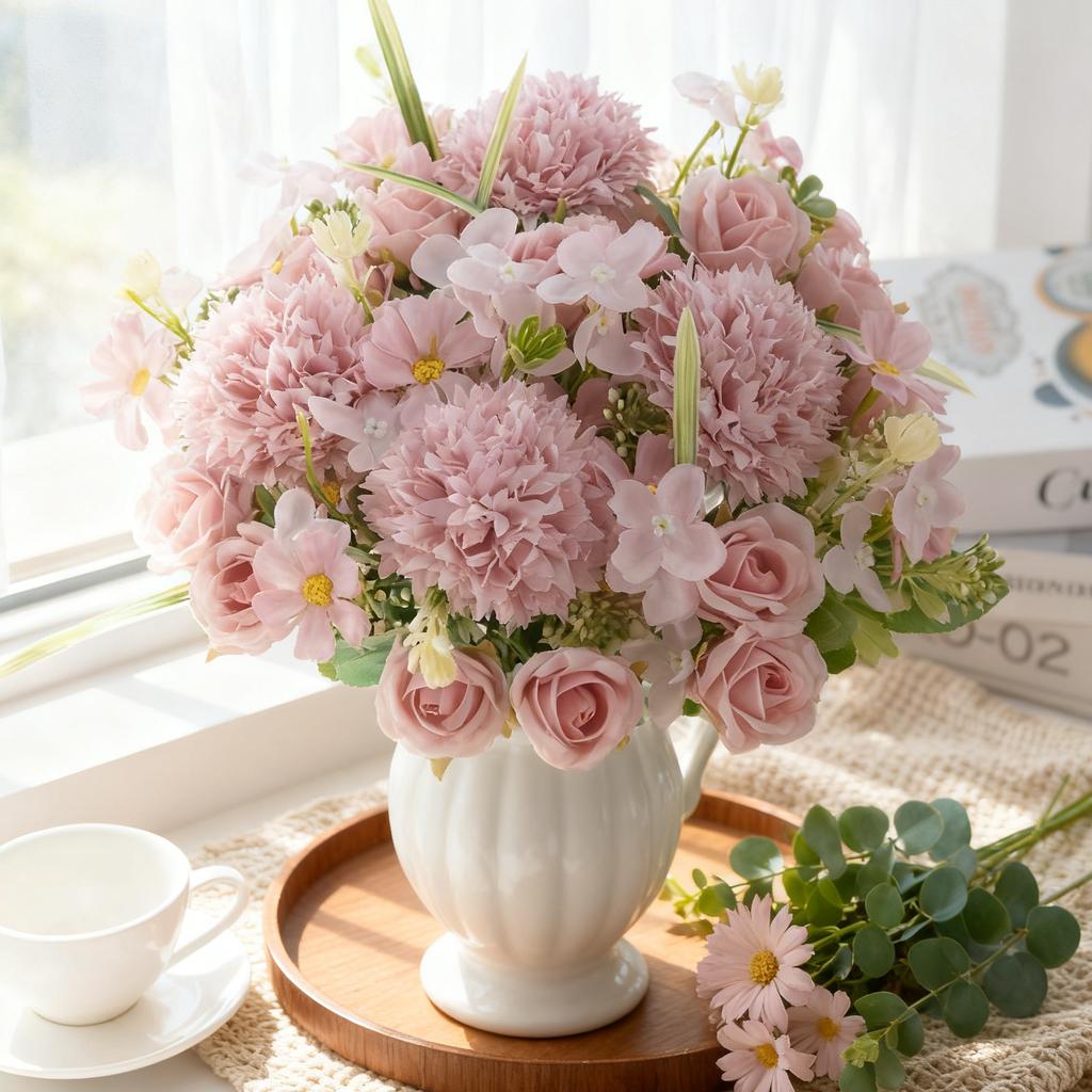 Artificial Flowers Silk Roses Wedding Wreath Home Room Table Valentine's Decora Vase Bridal Bouquet Outdoor Garden DIY Gift Prop