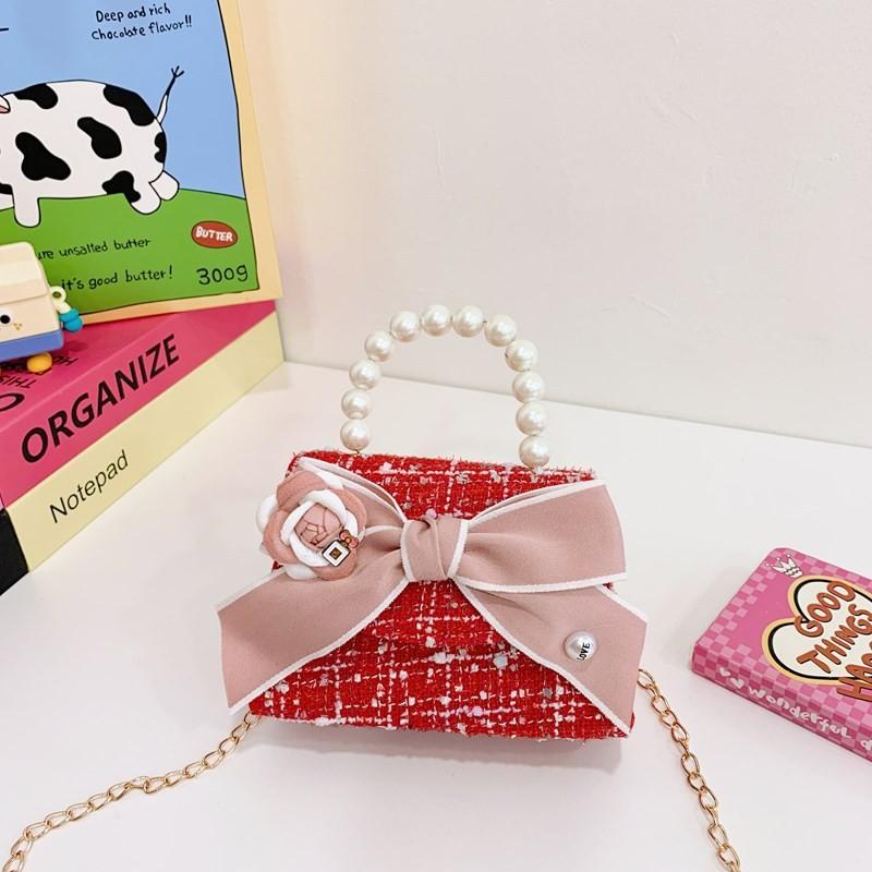 Red Lovely Plush Crossbody Bag With Adorable Characters Ideal For Kids Stylish Daily Wear