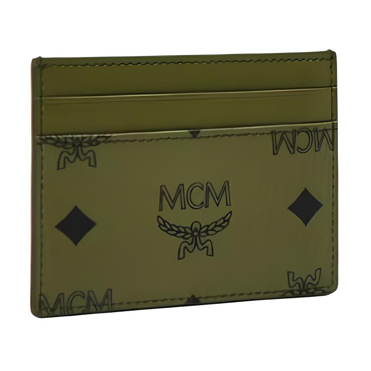 

MCM Olive Visetos Monogram Leather Card Case with Multiple Card Slots for Daily & Travel Use Basic Set (Bag+Dust Bag)
