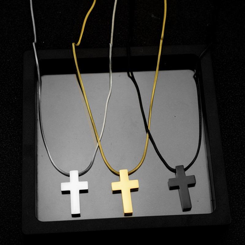 Simple fashion style mirror necklace cross collarbone chain stainless steel personalized pendant item