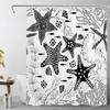 EOBTAIN Black and White Nautical Shower Curtain for Bathroom Summer Starfish and Seaweed Abstract Underwater Fabric Shower Curtain with 10 Hooks