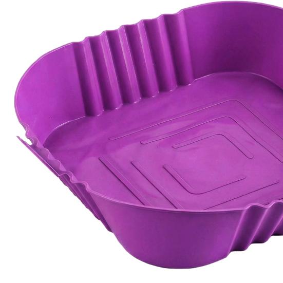 Rectangle Silicone Fryer Liner with Dual Handles Dishwasher Safe Non Stick Food Grade Heat Resistant Reusable Oven Baking Tray Basket Bowl