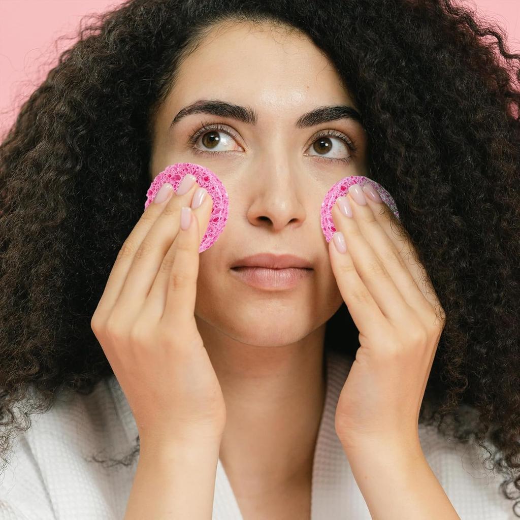 10 PCS Compressed Facial Sponges Round Soft Pads, for Facial Cleansing and Exfoliating and Makeup Remover, Reusable. (Size 2)