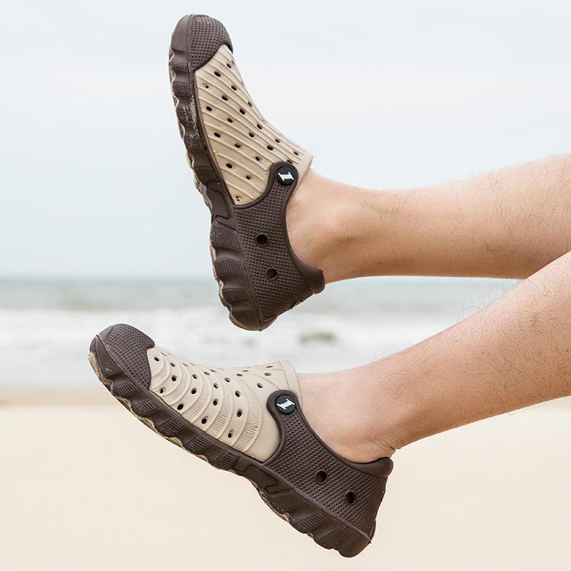 Fashion Summer Sports Men's Hollow Sandals Casual Beach Shoes Comfortable Breathable Sandals Comfortable Eva Soft Sole Unisex Slippers