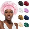 Women Night Sleep Hair Caps Silky Bonnet Satin Double Layer Adjust Head Cover Hat Shower Cap for Curly Hair Styling Accessories