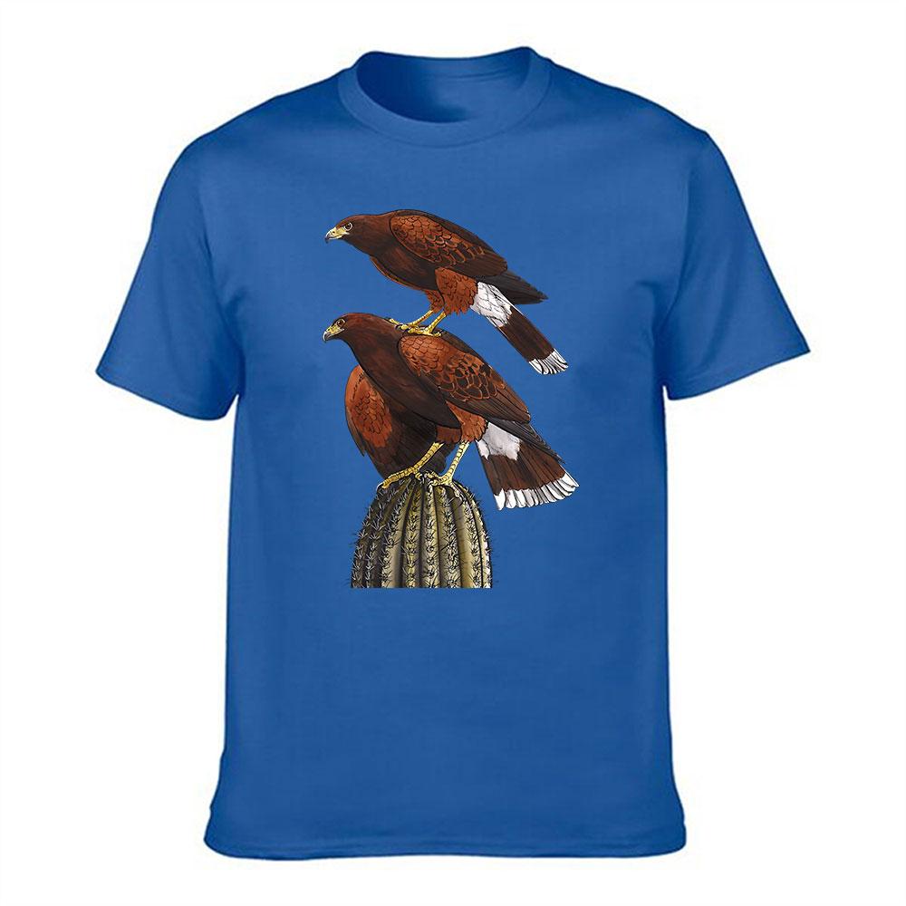 Unisexs Cotton TShirt with Harriss Hawk Print Desert Cactus  Raptor Bird Graphic Tee for Outdoor  Casual Wear