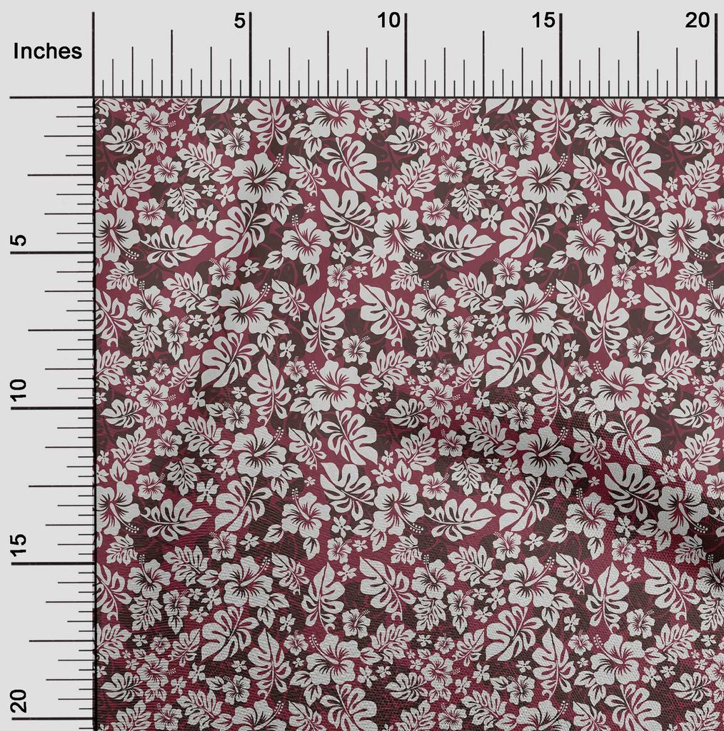 oneOone Cotton Flex Dark Magenta Fabric Tropical Sewing Fabric By The Yard Printed Diy Clothing Sewing Supplies 40 Inch