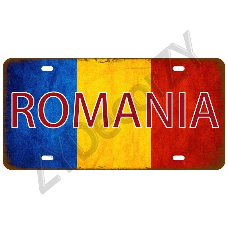 KLIOU Country Flag Tin Signs 15x30 Plaque France Spain Germany License Plate For Wall Home Restaurant Craft Bar Decor Metal Sign