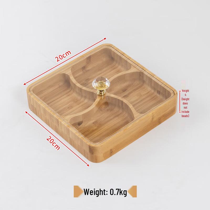 Japanese Style Solid Wood Divided Snack Tray with Lid