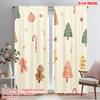 2pcs,2D Plane Printing Window Curtain Christmas Trees Gingerbread Candies SnowGlobe 100% Polyester (without Rod) Holiday Use for