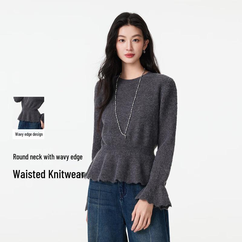 FivePlus Women s Wave Hem Slimming Knit Sweater One Size