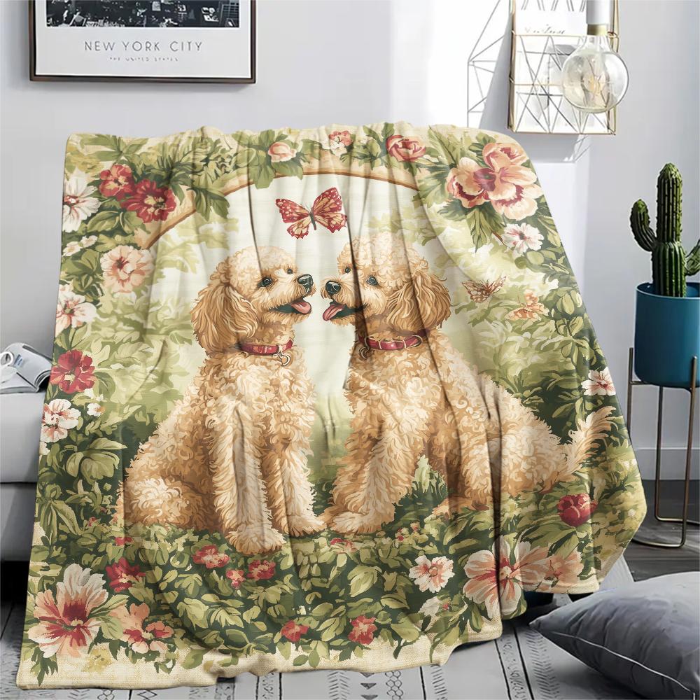 

Poodle and Grass,pattern Flannel Blanket, High quality Comfortable for All Seasons, Home Decor, Warmth and Comfort, Perfect for Gifts. 80cm x 120cm
