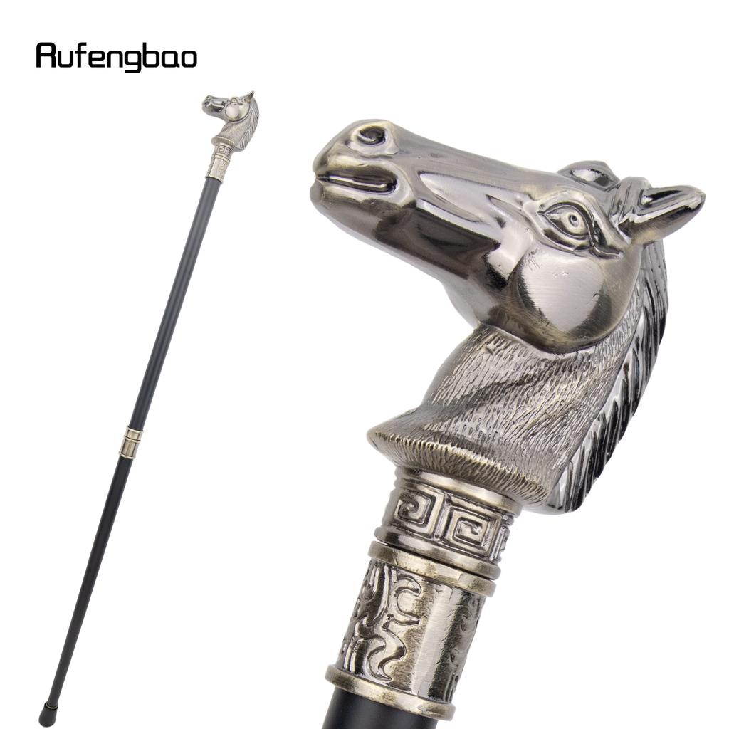 Bronze Color Race Horse Bristle Head Animal Fashion Stick Decorative Cospaly Vintage Party Fashionable Walking Cane Crosier 93cm