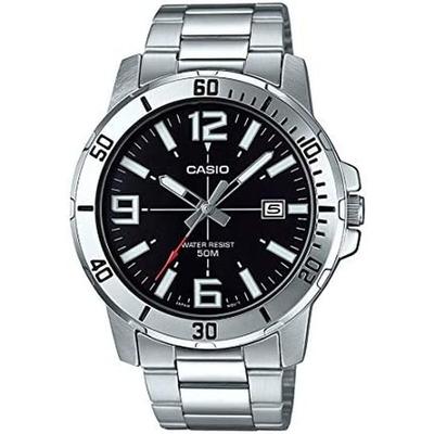 Casio MTP-VD01D-1BV Men's Enticer Stainless Steel Black Dial Analog Sport Watch