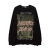 Unisex Oversized Vintage Streetwear Long Sleeve Tee Cotton Graphic Print Loose Fit Casual Top Fall