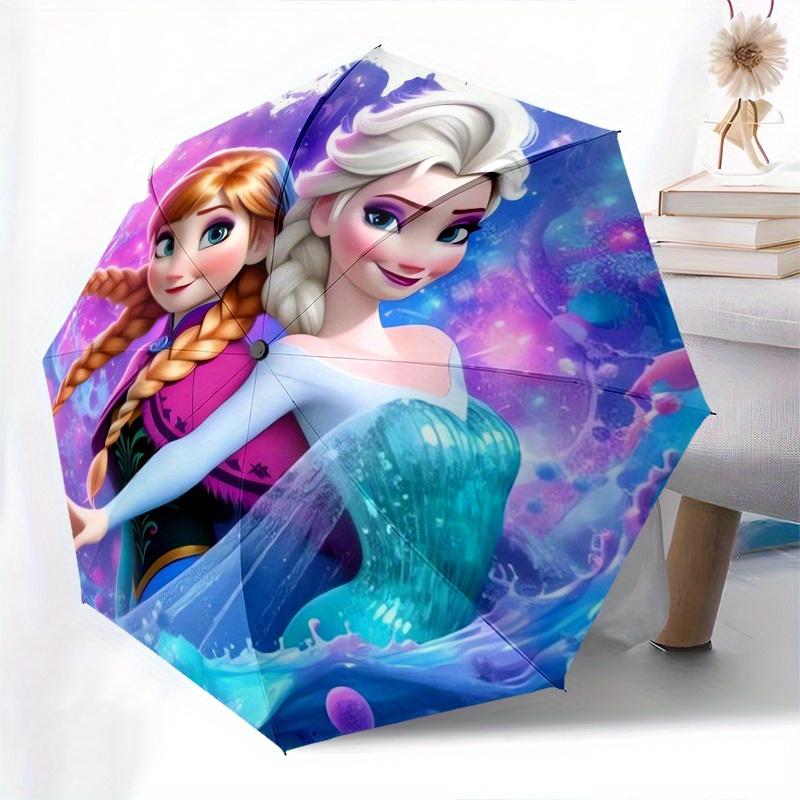Disney Frozen,Elsa,Anna Manual Opening and Closing Umbrella, 8-Rib Reinforced Folding Design, Lightweight