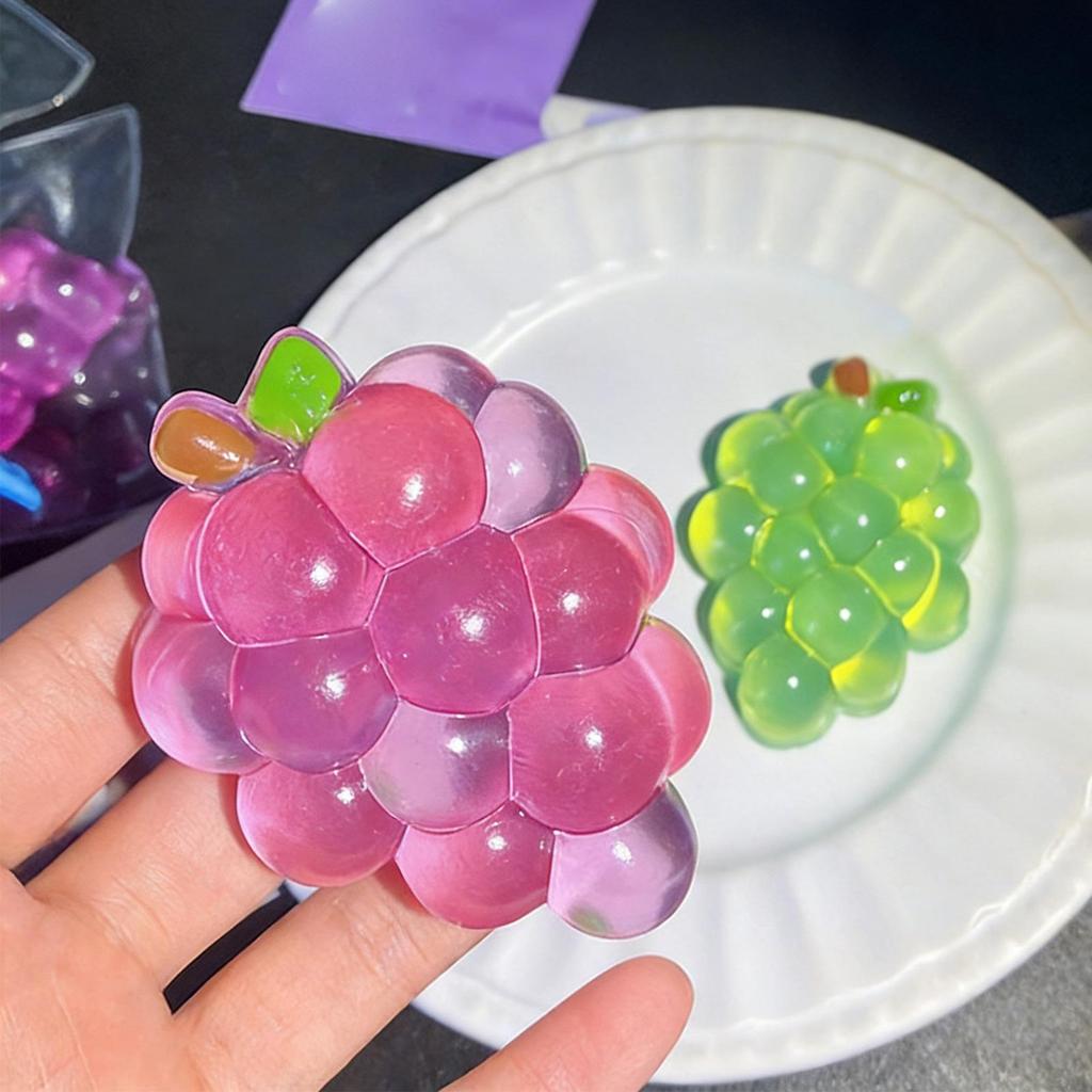 Soft Realistic Grape Shape Squeeze Toy Calming Pocket-Sized Squeeze Toy for Boys Girls Children Students Adults Classroom Home