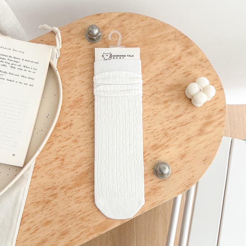 

Стиль Весна-Лето Открытая сетка, чулки до середины икры со сладкой кружевной отделкой и без вязаной ворсистой ткани, белые чулки для детей 1 pair