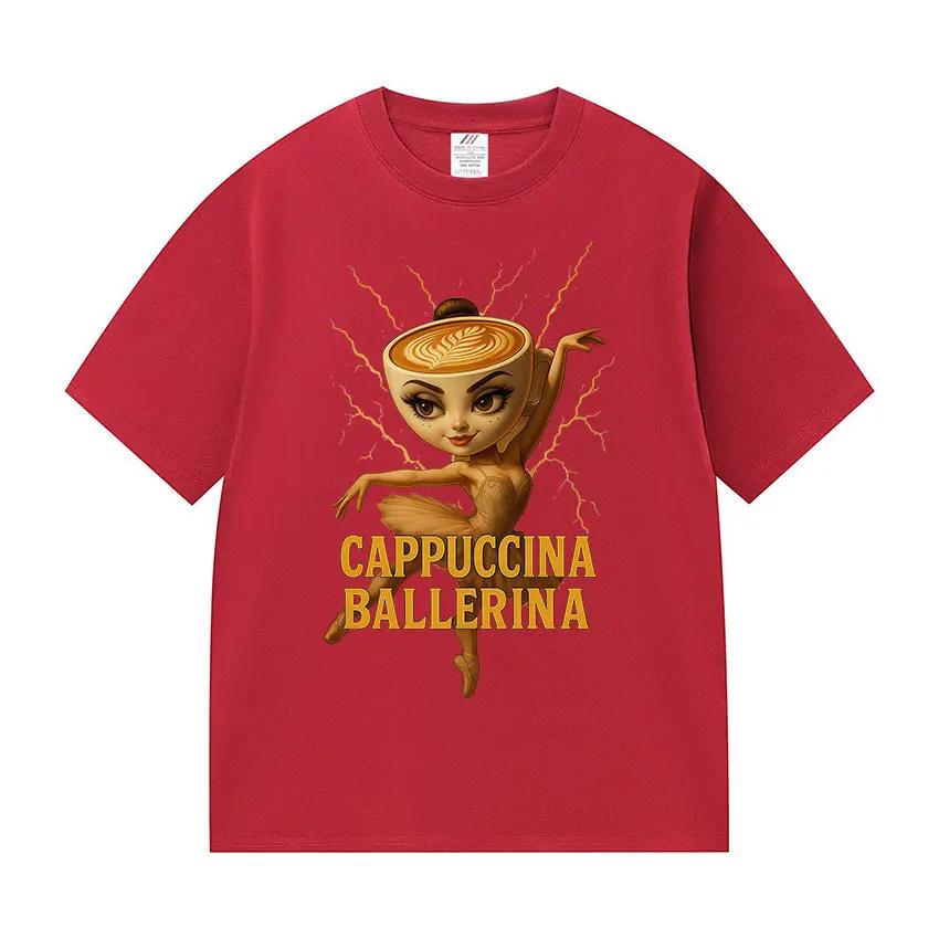 Funny Cappuccino Ballerina Meme Graphics Tee Shirt Women Fashion Cozy Hot Sale T-shirt Summer Women T-shirts
