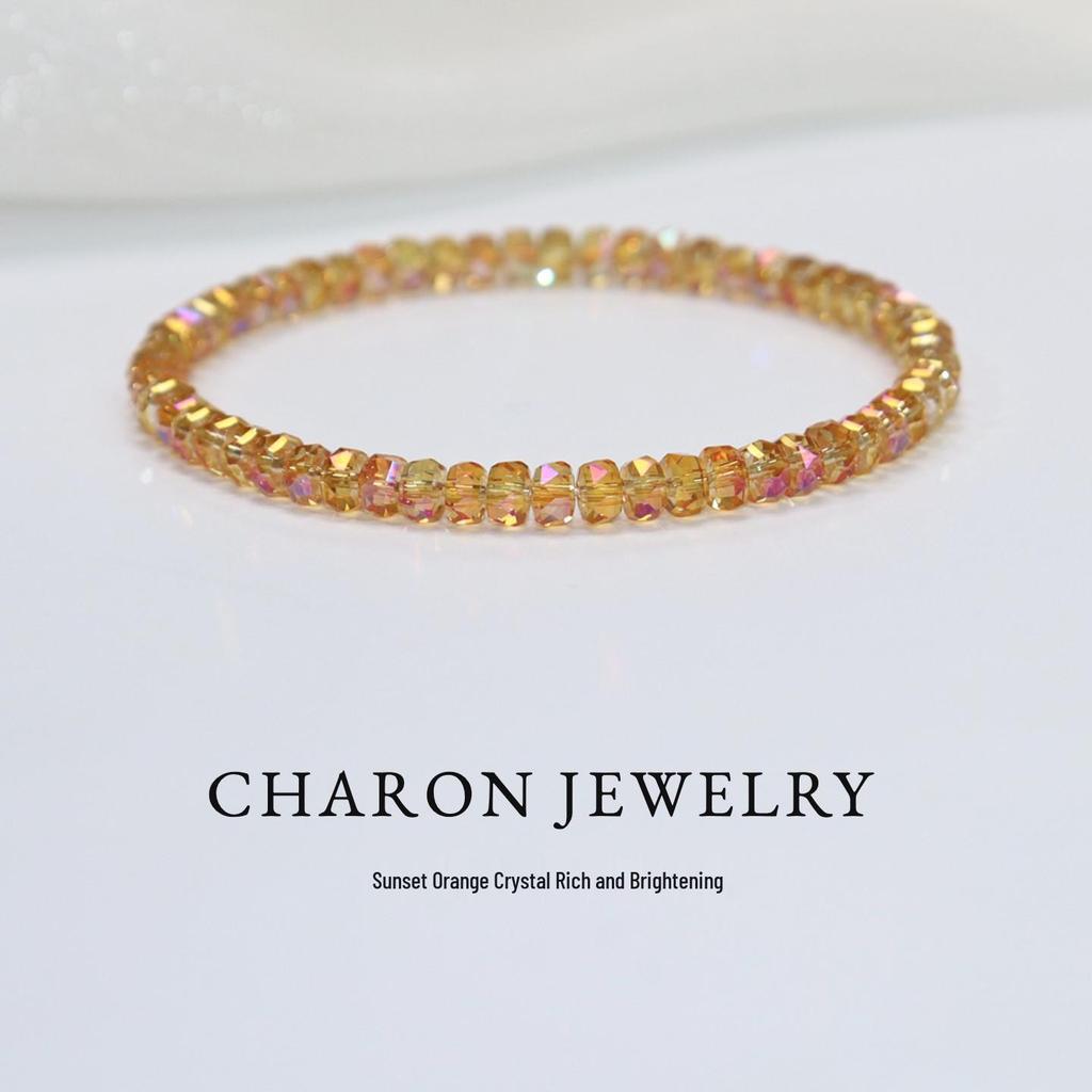 Österreichisches Gelbtopas & Orange Facettiertes Perlenarmband für Damen - Einfaches Best-Friend-Geschenk
