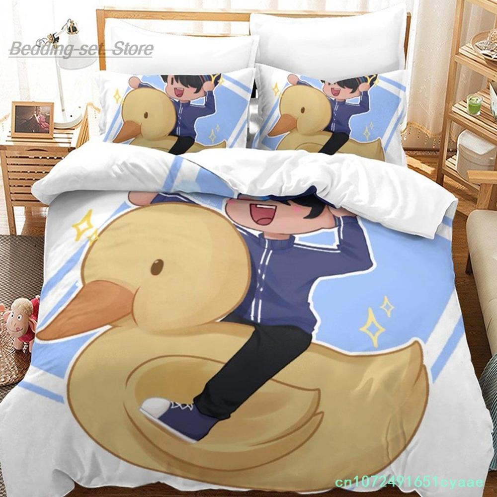 Quackity Duck Bedding Set Single Twin Full Queen King Size Bed Set Aldult Kid Bedroom Duvetcover Sets 3D Anime Bed Sheet Set