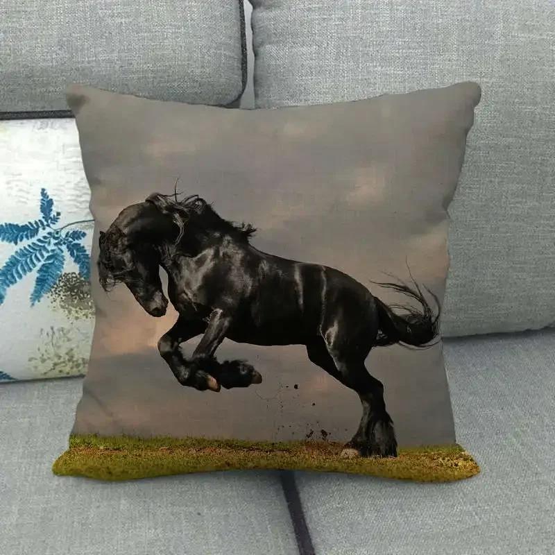 Horse Print Cushion Covers Home Decoration Animal Pillow Cases  Sofa Seat Chair Throw Pillows Linen Pillowslip Car Accessories
