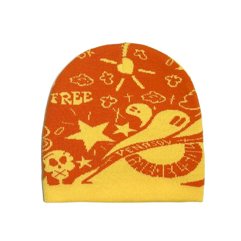 Knitted Beanies Hat for Women Popular Jacquard Hat Handmade Crochet Hat Cool Girls Boy All Age Headwear