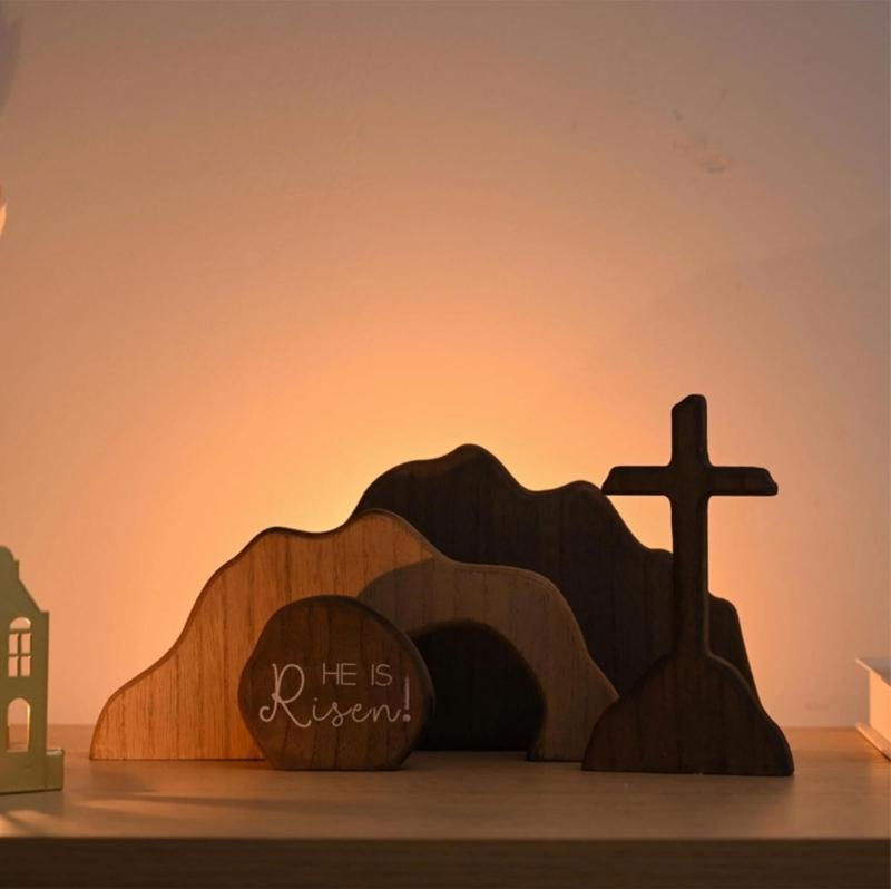 Traditionelle Berg-Grab-Ausstellung aus Holz mit beweglichem Stein für Zuhause