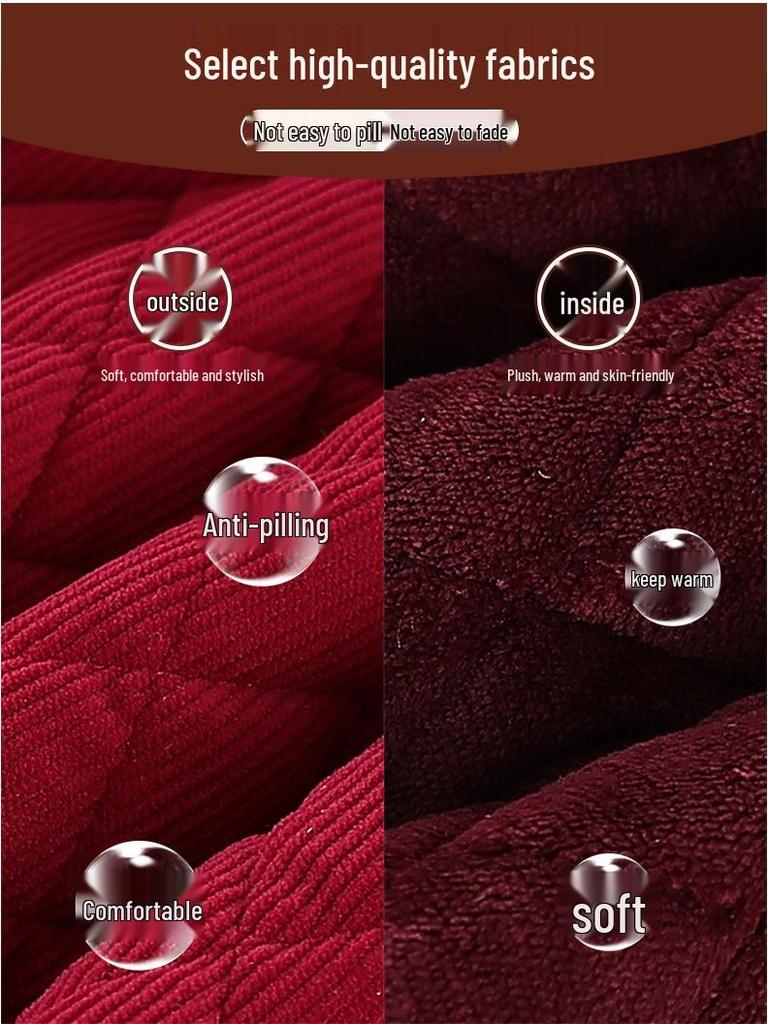 Veste d'hiver doublée de velours grande taille pour femme - Manteau chaud en coton pour mamie