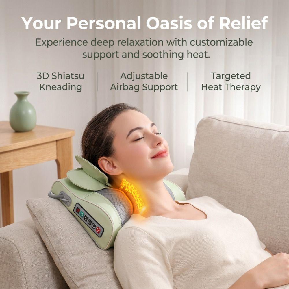 Built-in Heat Neck Massage Pillow Deep Tissue Full Body Massager Neck Shoulder Waist