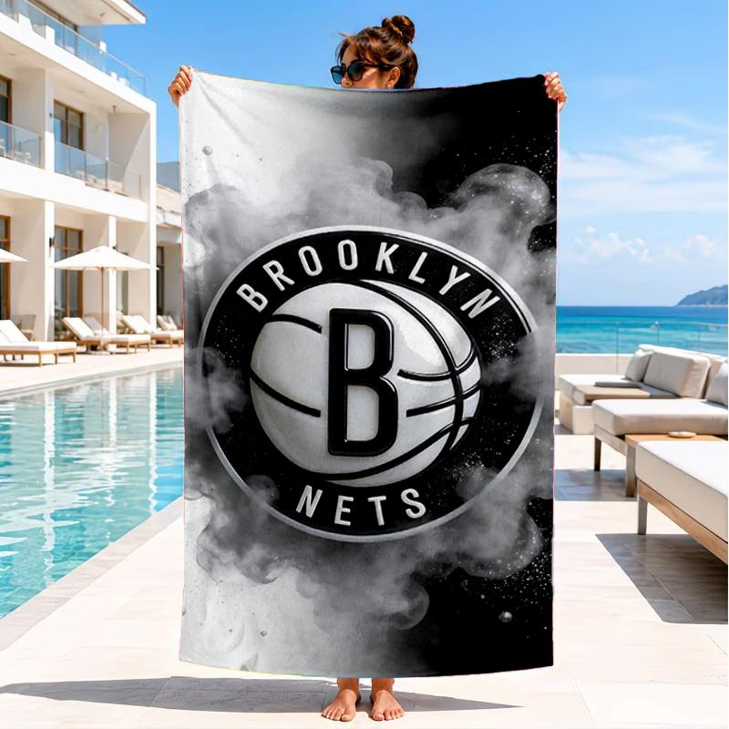 Brook-lyn Nets Art Beach Towel, Super Soft Microfiber, Perfect Gift for Her/Him, Birthday, for Pool, Beach, Travel, Decor Beach Party