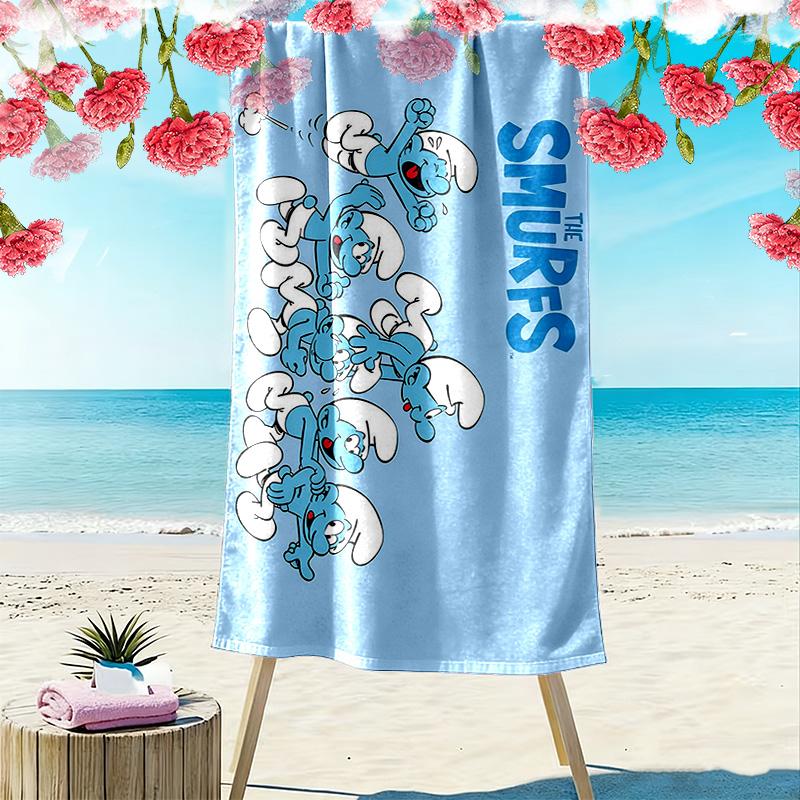 The Smurfs Print Beach Towel, Large Soft Quick Dry Towel for Beach Camping Swimming