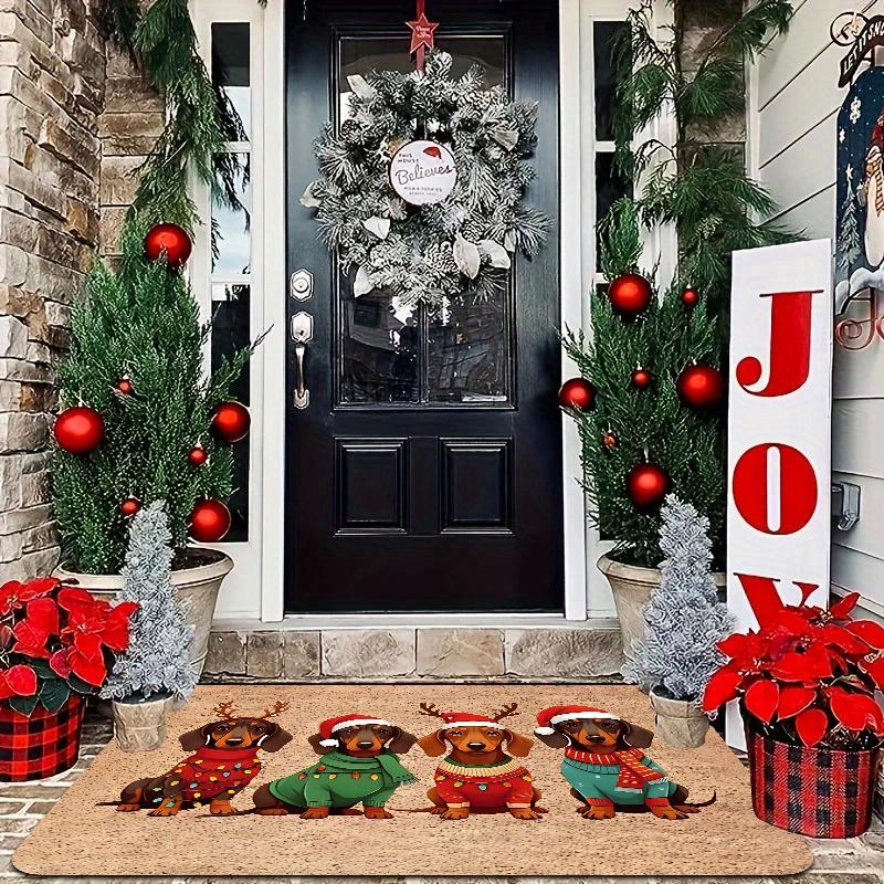 VIKAMA Spitz Dog Christmas Door Mat Cartoon Entrance Kitchen Non-slip Floor Mat Indoor Outdoor Carpet Home Decoration
