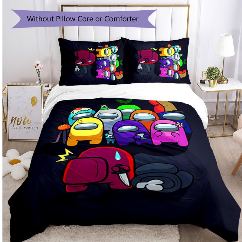 Among Us Set Lenzuola Stampato 3 Pezzi Copripiumino Traspirante Morbido Set Federe Lavabile Decorazione Camera da Letto Regalo per la Casa