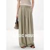 Basic House Women's High-Waisted Relaxed Fit Wide-Leg Trousers