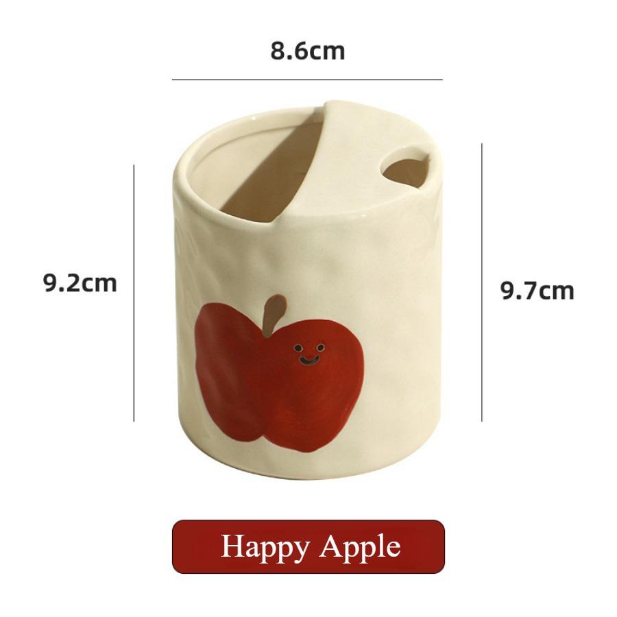 

Coffee Cup Ceramic Cup Creative Hand Drawn Apple Milk Cup Ceramic Jewelry Multi Functional Desktop Decoration Crafts Pen Holder 400ml