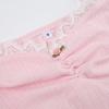 Women's Top Square Neck Lace Bow Long Sleeved Pleated T-shirt