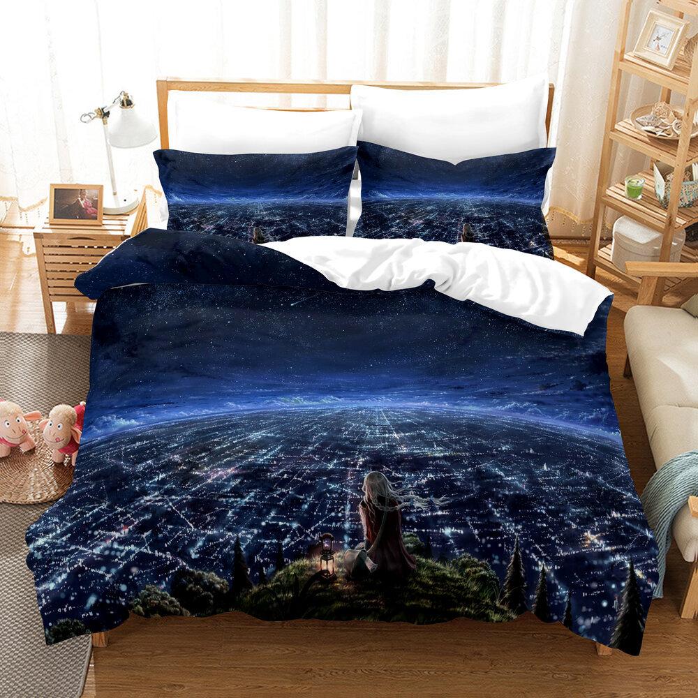 Dream Landscape 3D Digital Printing Three-Piece Quilt Cover Sheet Kit