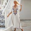 Women's Cotton Embroidered Long Beach Dress & Swimsuit Cover-Up