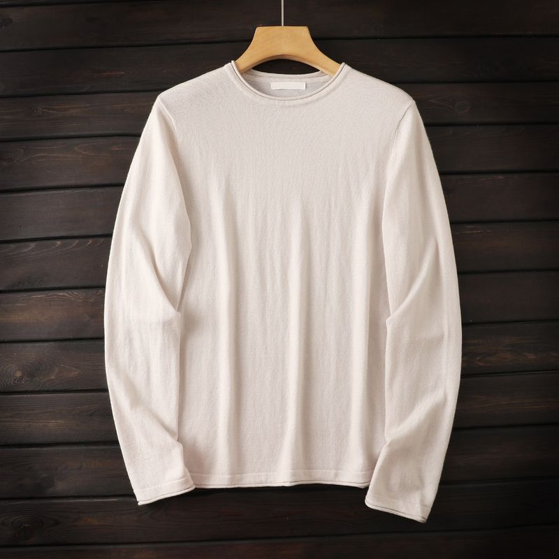 Nordic Orders! High-End Wool Blend! Export Surplus Men's Autumn and Winter Thin Rolled-Edge Base Knit Sweater