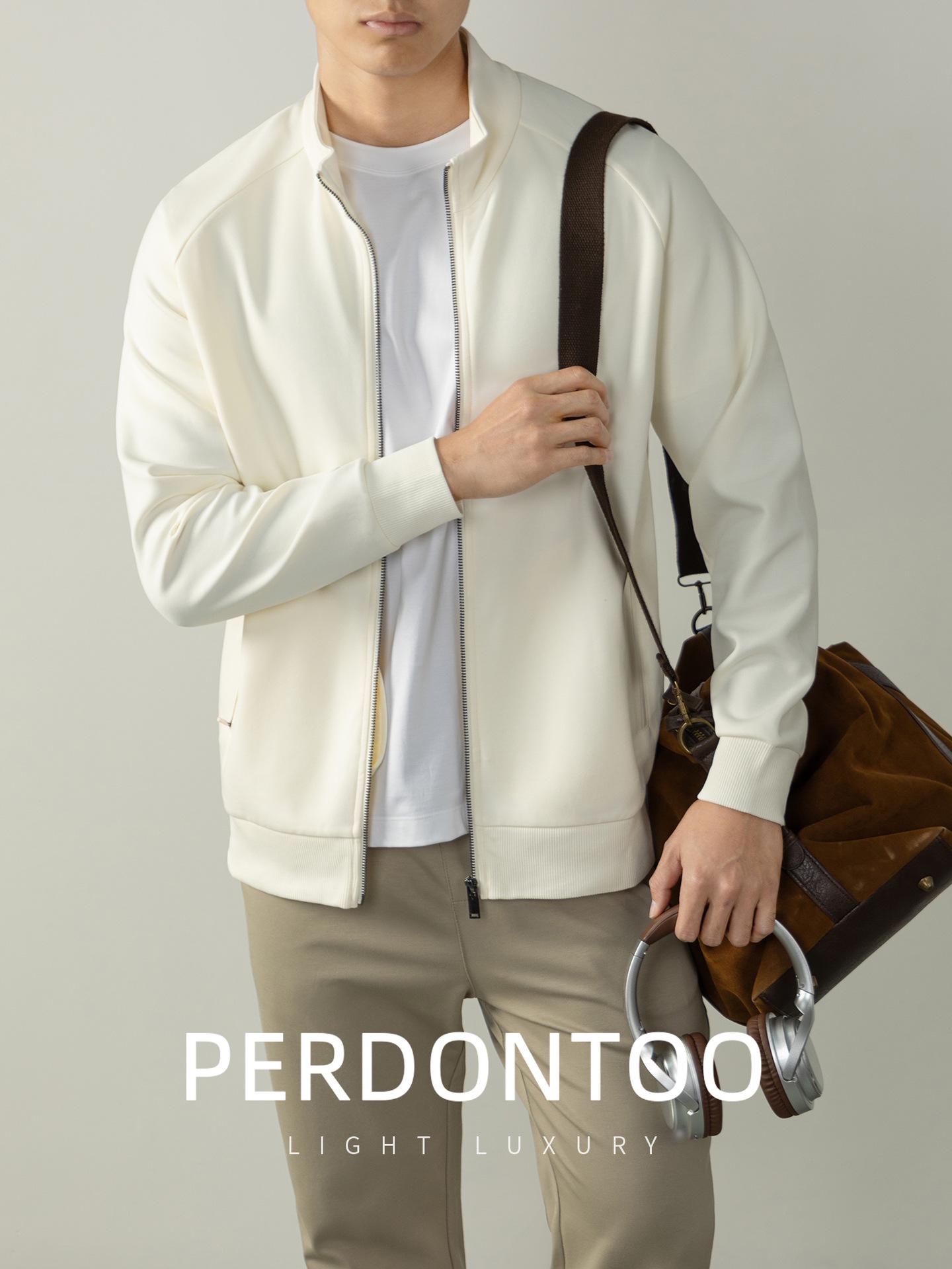 

310G Heavyweight Men s Jacket: Premium Double-Sided Jacquard, Stand-Up Collar, Raglan Sleeves, Zipper Closure for Warmth in Autumn/Winter. L