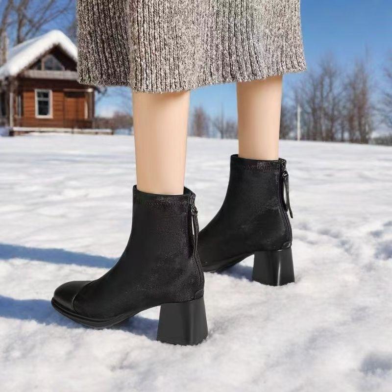 French Chunky Heel Ankle Boots - Autumn/Winter 2025: Versatile, Comfortable, Square Toe, Slimming Boots