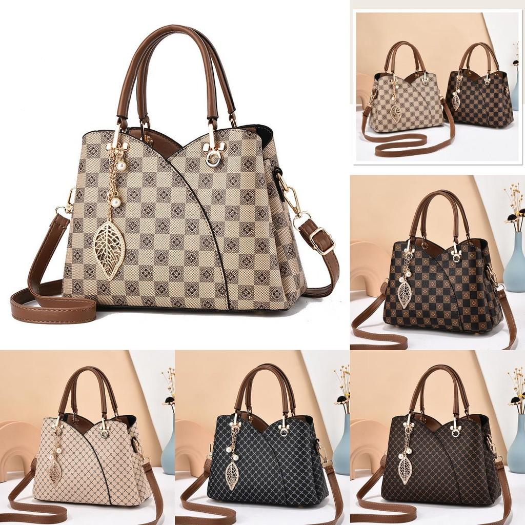 Pu Bag With Print And Plaid Pattern For Daily Use