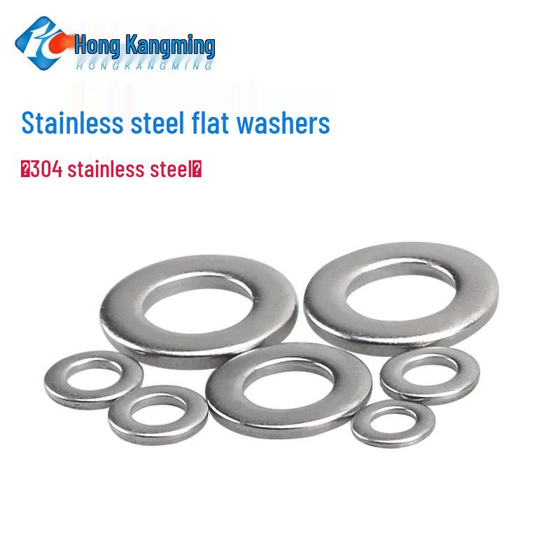 304 Stainless Steel Thickened Flat Washer, Round Spacer, M2-M12 Size Range