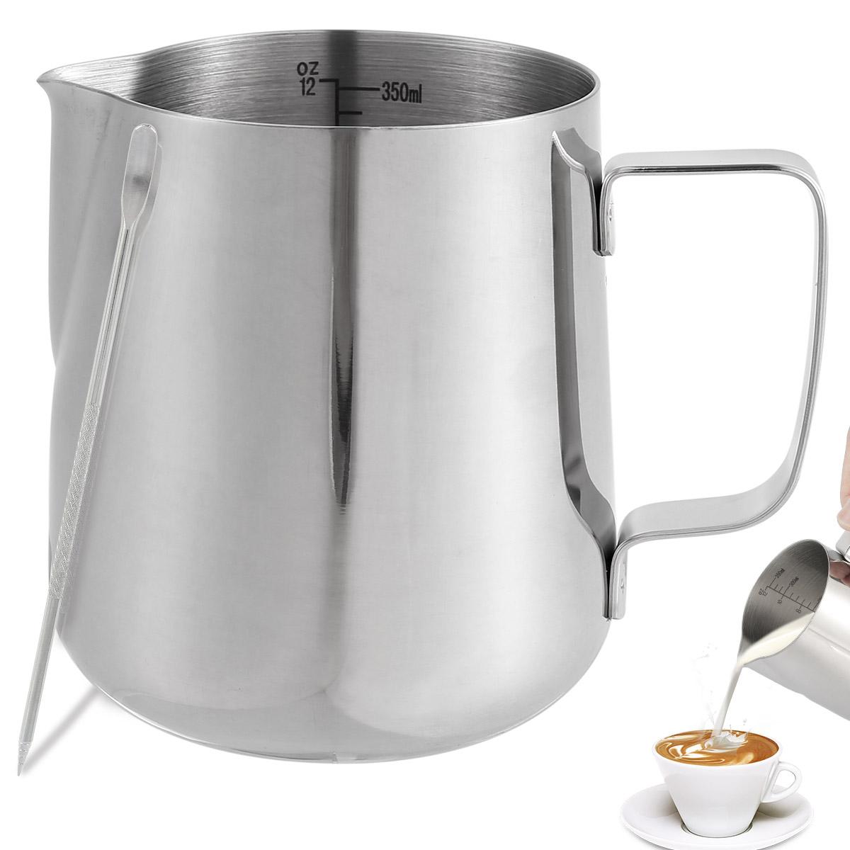 

350/600ML Milk Frothing Jug for Coffee Machine 304 Stainless Steel Milk Pitcher Cup with Spoon Durable Milk Cup for Making
