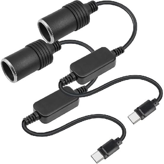 USB C to Cigarette Lighter Adapter, USB C Male to 12V Car Cigarette Lighter Socket Female Converter Cable, 12V 18W Power Cable for Dash Cam, GPS, Car