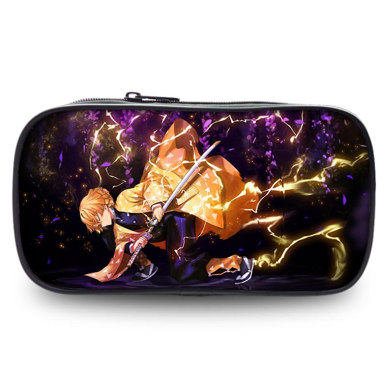 Spacious Oxford Demon Slayer Pencil Case For Students With Casual Style