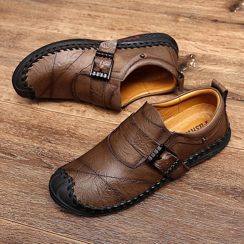 Men's Genuine Leather Shoes Business Shoes Office Men's Casual Shoes Outdoor Mountaineering Shoes Soft Sole Men's Driving Shoes